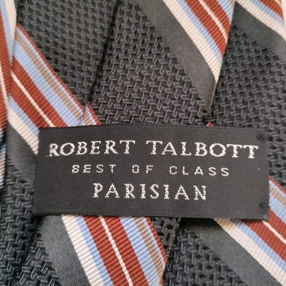Robert Talbott Men's Striped Tie Gray Multicolored Finest Silk Handsewn Retro - Picture 5 of 12